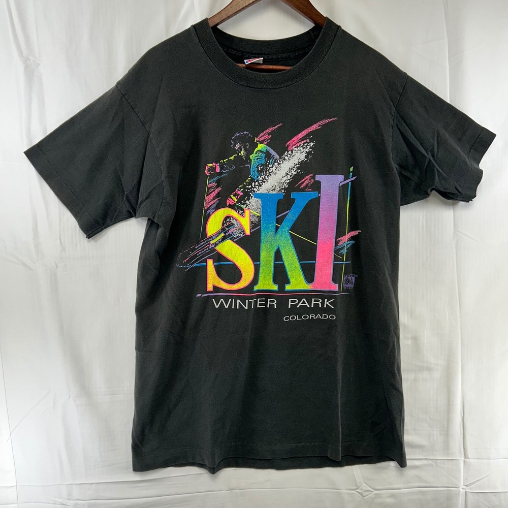 Vintage 1991 Winter Park Colorado Ski Fruit of the Loom T-Shirt Mens L Black